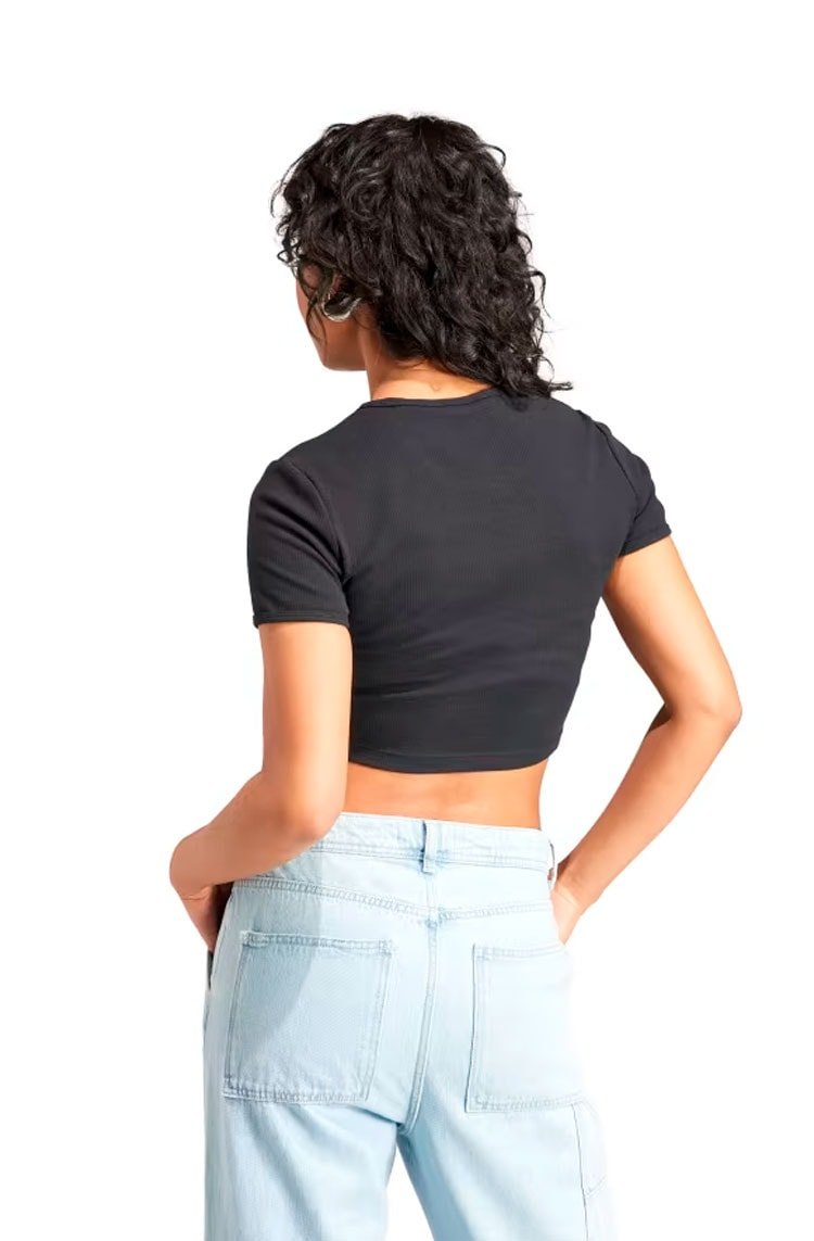 Camisa Adidas Cropped Essentials Rib Preto - NewSkull