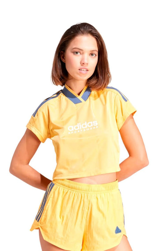 Camisa Adidas Cropped Tiro Summer Amarelo/Azul - NewSkull