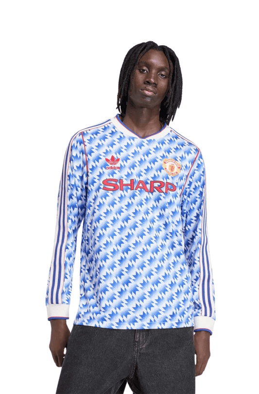 Camisa Adidas II Manga Longa Manchester United 90 Azul - NewSkull