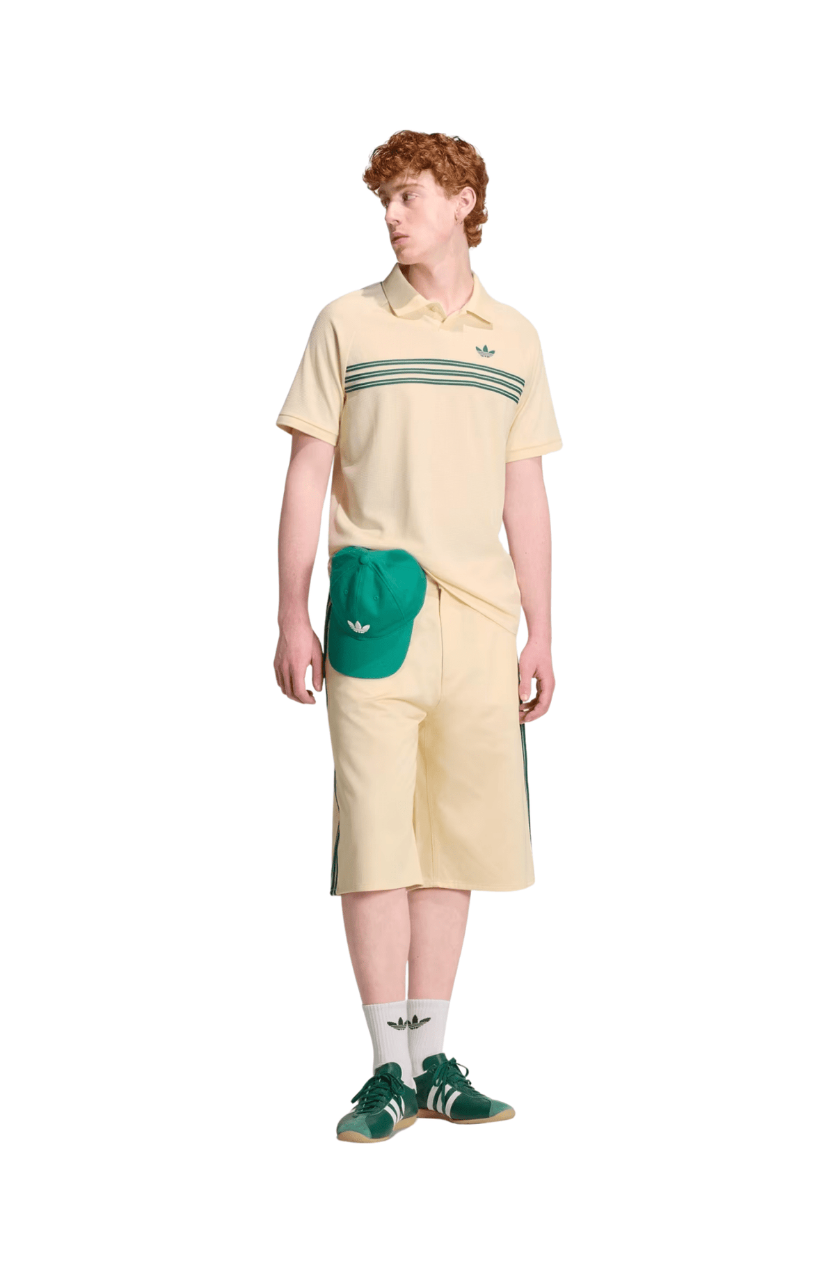 Camisa Adidas Polo Chest Stripes Originals Bege/Verde - NewSkull