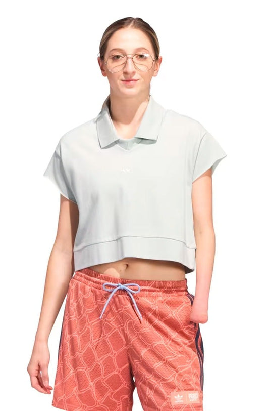Camisa Adidas Polo Cropped Originals Prata - NewSkull