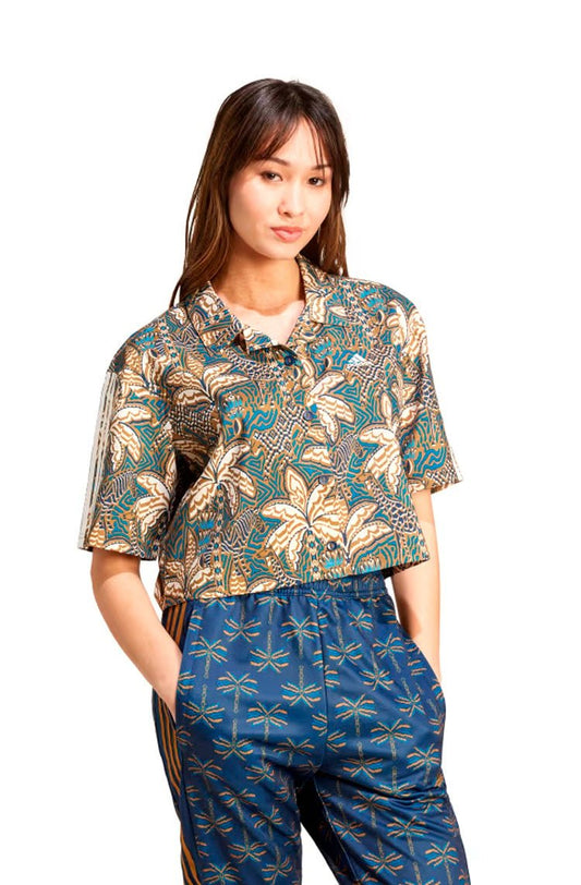 Camisa Adidas x Farm Rio Cropped Dourado/Azul - NewSkull