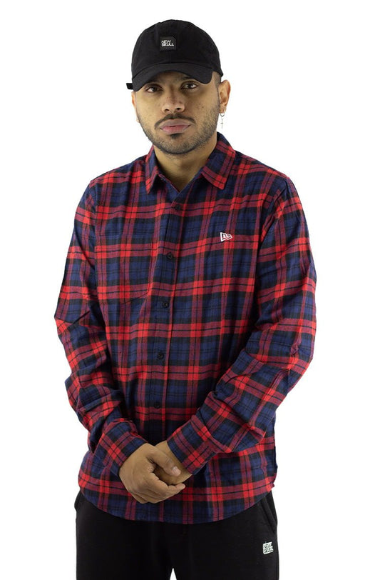 Camisa New Era Xadrez United In Sport Vermelha/Azul - NewSkull