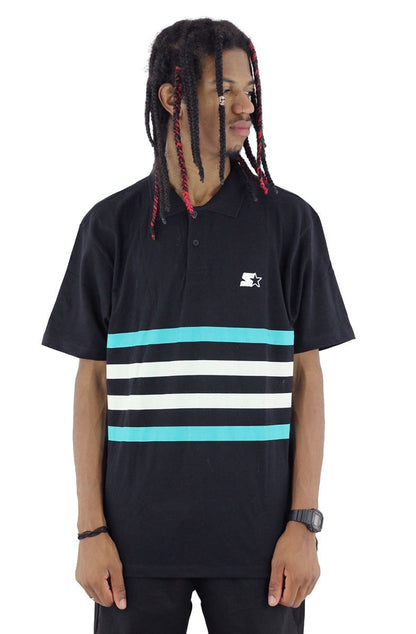 Camisa Polo Starter Listras Preta - NewSkull