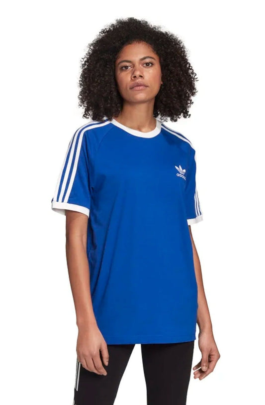 Camiseta ADIDAS 3 Stripes Feminino Azul/Branca - NewSkull