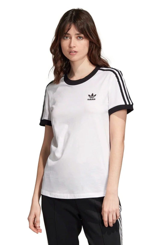 Camiseta ADIDAS 3 Stripes Feminino Branca/Preta - NewSkull