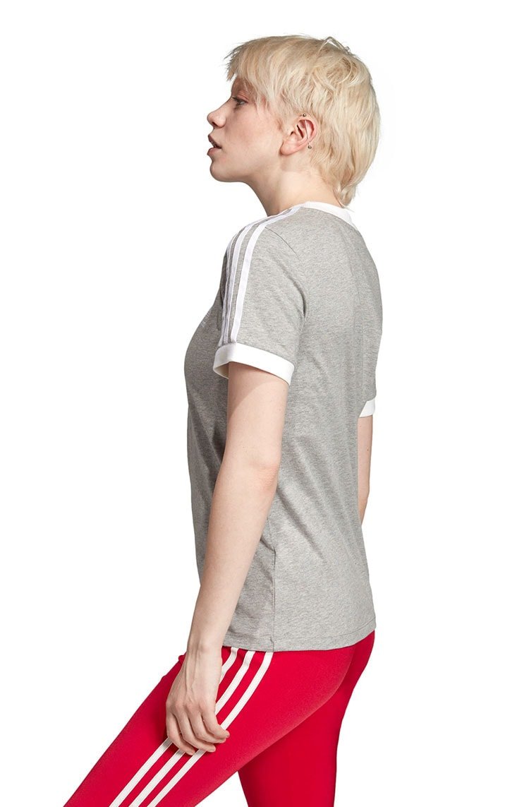 Camiseta ADIDAS 3 Stripes Feminino Cinza/Branca - NewSkull