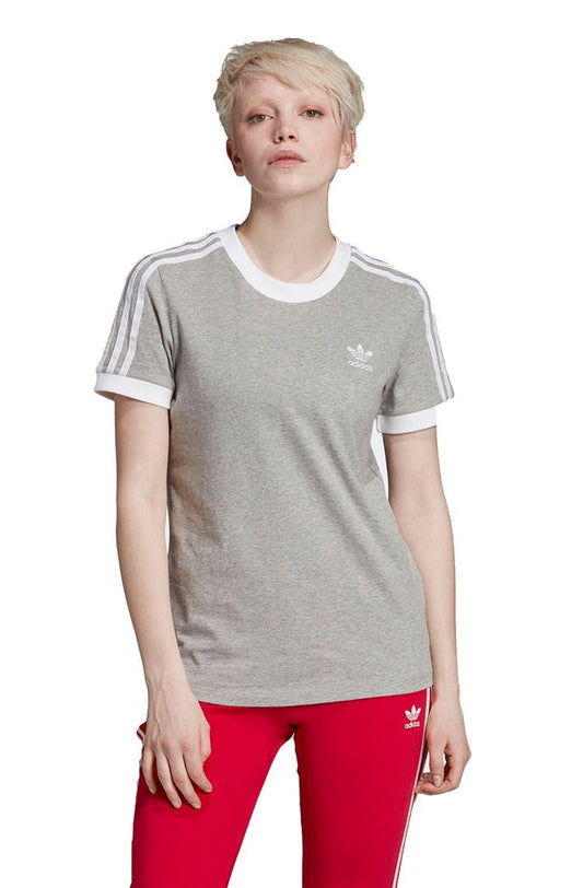 Camiseta ADIDAS 3 Stripes Feminino Cinza/Branca - NewSkull