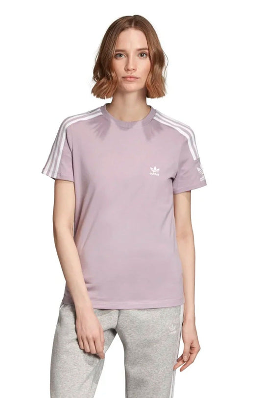 Camiseta ADIDAS 3 Stripes Feminino Rosa/Branca - NewSkull