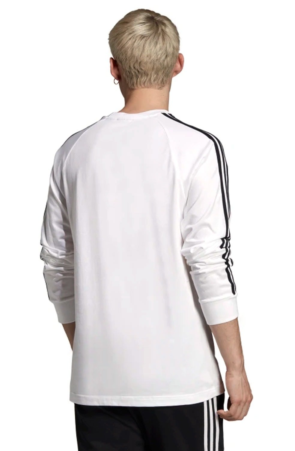 Camiseta Adidas 3 Stripes LS Manga Longa Branca - NewSkull