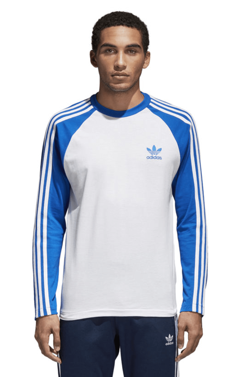 Camiseta Adidas 3 Stripes Manga Longa Azul - NewSkull