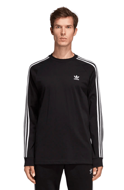 CAMISETA ADIDAS 3 STRIPES MANGA LONGA PRETA - NewSkull