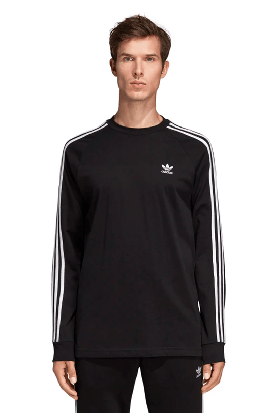 CAMISETA ADIDAS 3 STRIPES MANGA LONGA PRETA - NewSkull