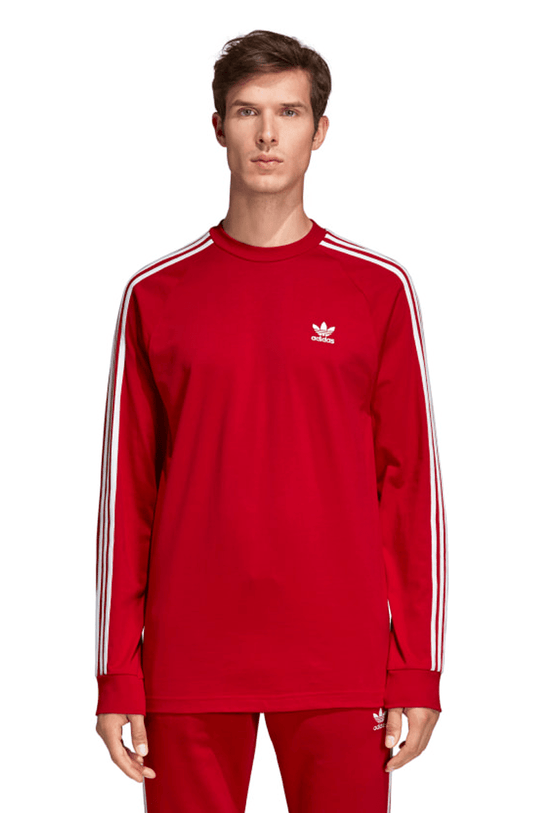 CAMISETA ADIDAS 3 STRIPES MANGA LONGA VERMELHA - NewSkull