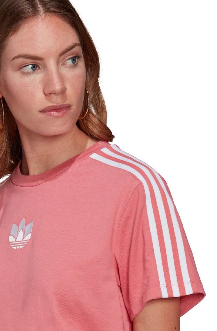 Camiseta Adidas Adicolor 3D Trefoil Loose Rosa/Branco - NewSkull