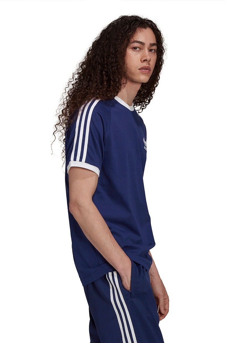 Camiseta Adidas Adicolor Classics 3 Stripes Azul/Branca - NewSkull