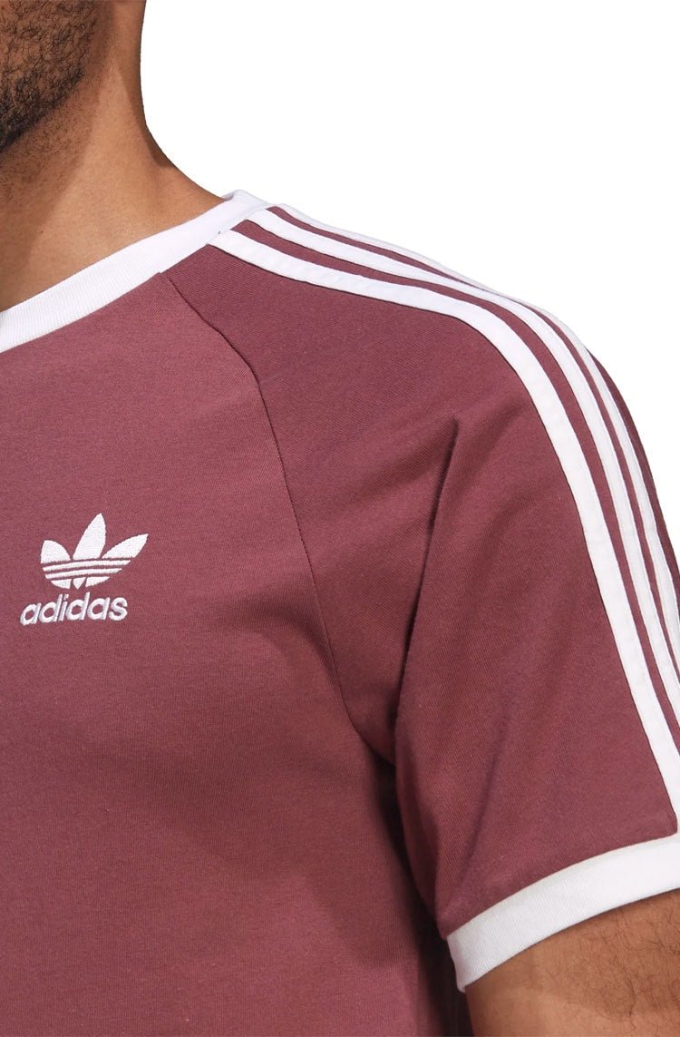 Camiseta Adidas Adicolor Classics 3 Stripes Bordo/Branca - NewSkull