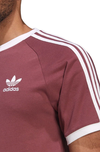 Camiseta Adidas Adicolor Classics 3 Stripes Bordo/Branca - NewSkull