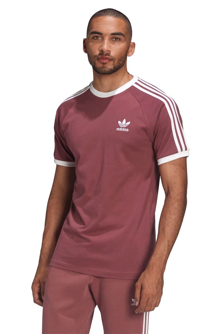 Camiseta Adidas Adicolor Classics 3 Stripes Bordo/Branca - NewSkull