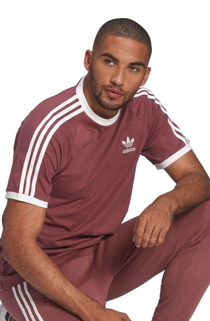 Camiseta Adidas Adicolor Classics 3 Stripes Bordo/Branca - NewSkull