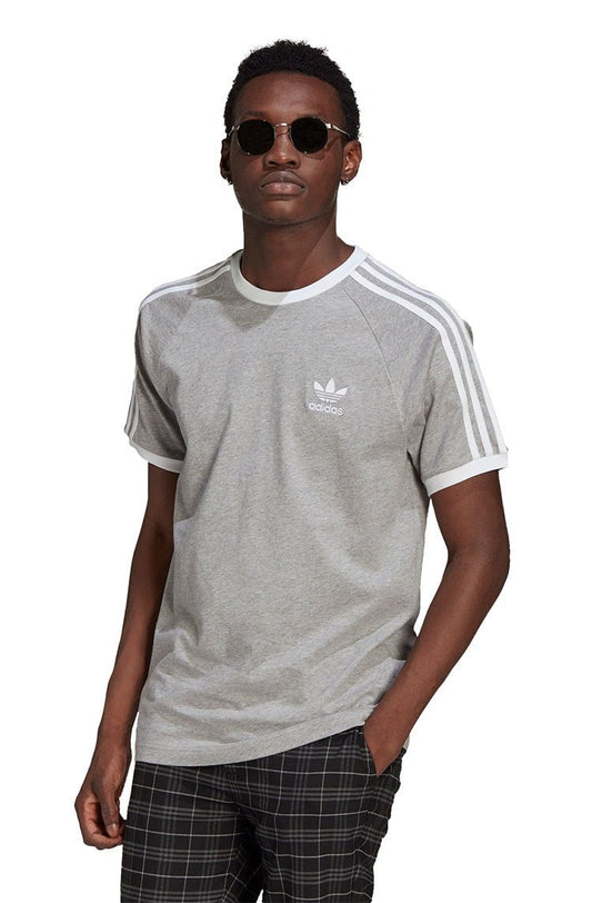 Camiseta Adidas Adicolor Classics 3 Stripes Cinza/Branco - NewSkull
