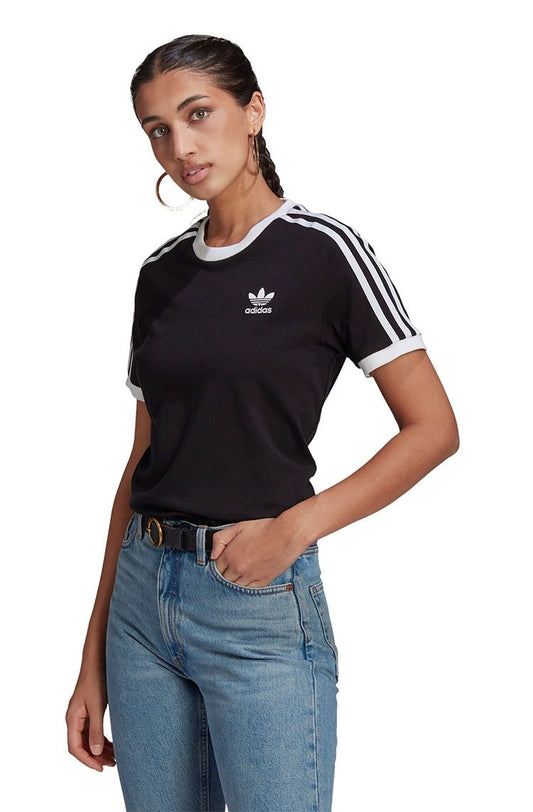 Camiseta Adidas Adicolor Classics 3 Stripes Feminina Preta/Branca - NewSkull