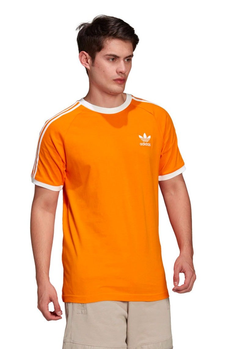 Camiseta Adidas Adicolor Classics 3 - stripes Laranja/Branco - NewSkull