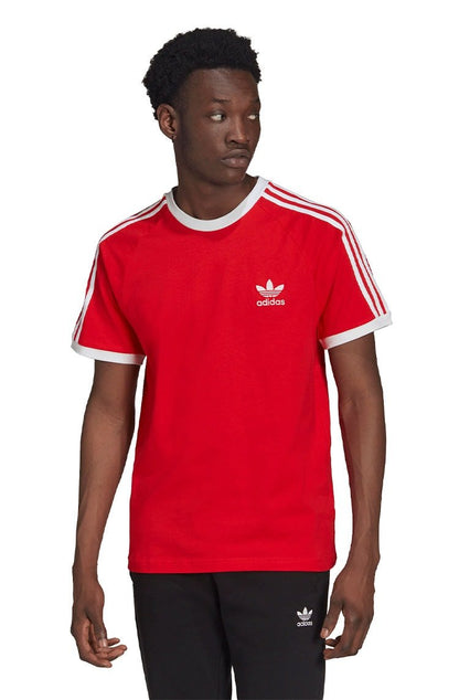 Camiseta Adidas Adicolor Classics 3 Stripes Vermelho/Branca - NewSkull