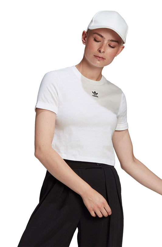 Camiseta Adidas Adicolor Classics Sleeve Cropped Branca/Preta - NewSkull