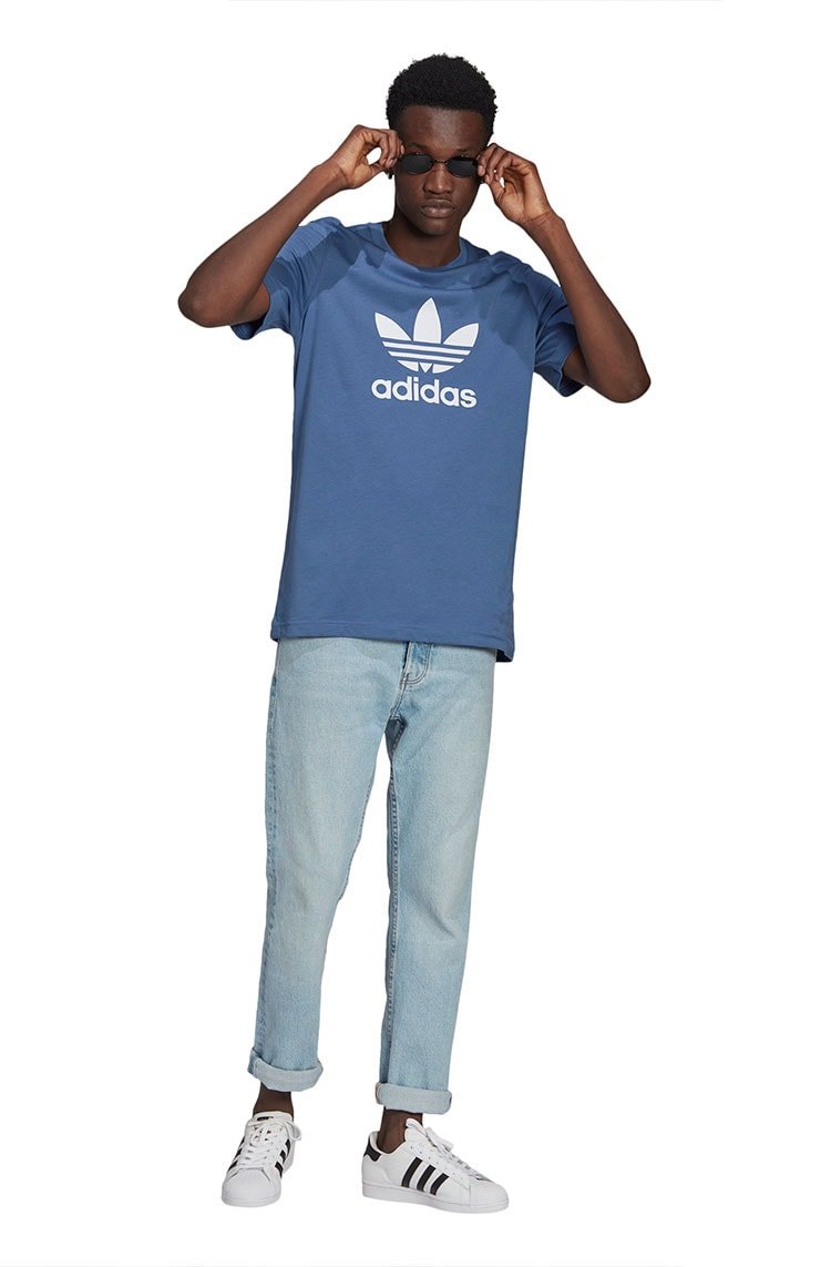 Camiseta Adidas Adicolor Classics Trefoil Azul/Branca - NewSkull