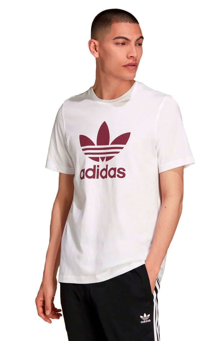 Camiseta Adidas Adicolor Classics Trefoil Branca/Bordo - NewSkull