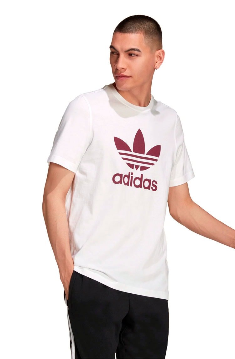 Camiseta Adidas Adicolor Classics Trefoil Branca/Bordo - NewSkull
