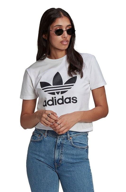 Camiseta Adidas Adicolor Classics Trefoil Feminina Branca/Preta - NewSkull