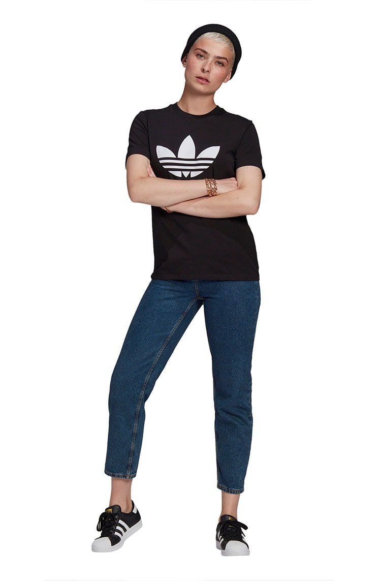 Camiseta Adidas Adicolor Classics Trefoil Feminina Preta/Branca - NewSkull