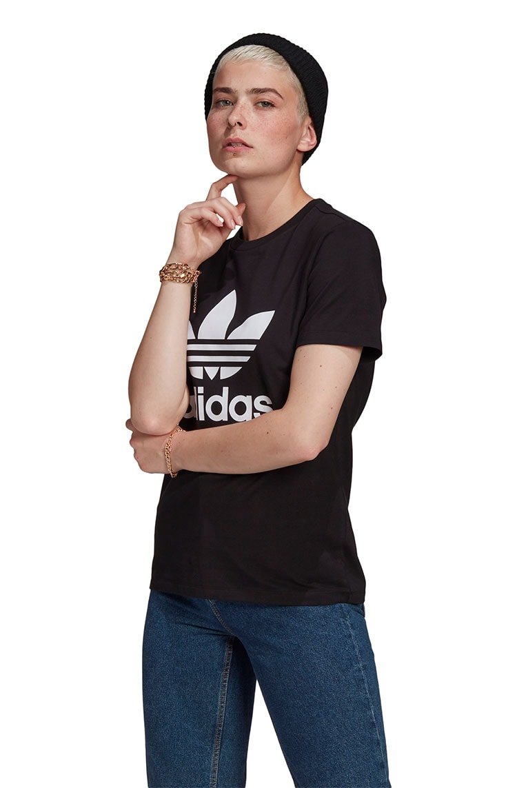 Camiseta Adidas Adicolor Classics Trefoil Feminina Preta/Branca - NewSkull