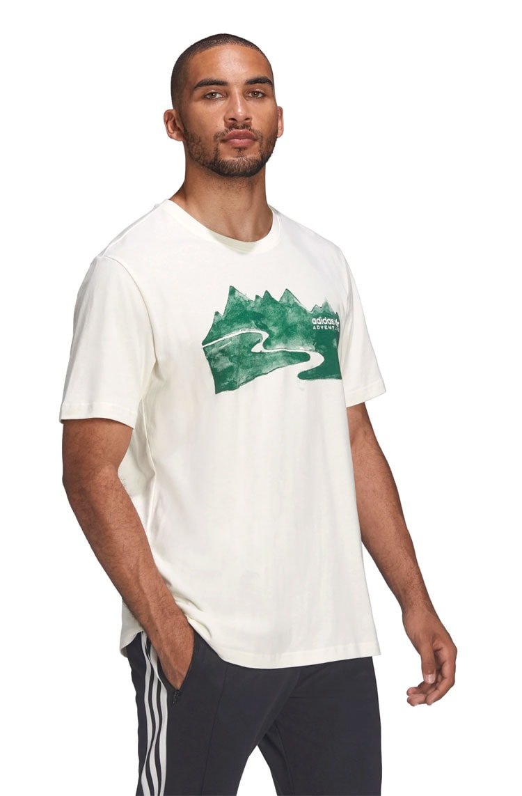 Camiseta Adidas Adventure Mountain Ink Branco/Verde - NewSkull