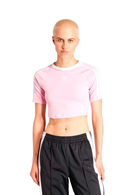 Camiseta Adidas Baby Look 3 - stripes Rosa - NewSkull