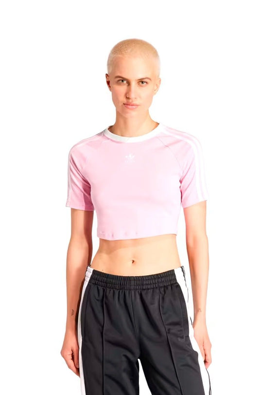 Camiseta Adidas Baby Look 3 - stripes Rosa - NewSkull
