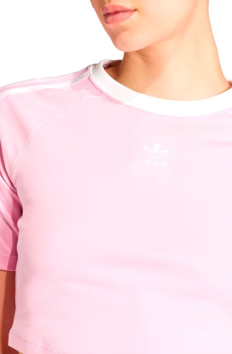 Camiseta Adidas Baby Look 3 - stripes Rosa - NewSkull