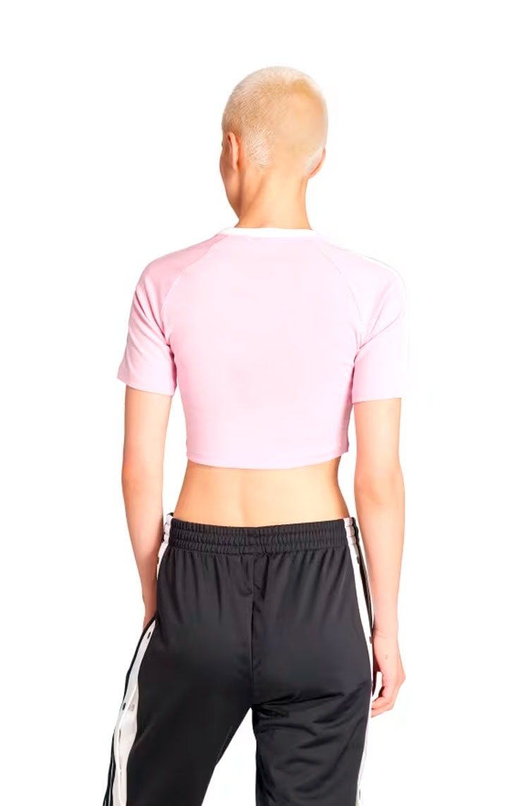 Camiseta Adidas Baby Look 3 - stripes Rosa - NewSkull