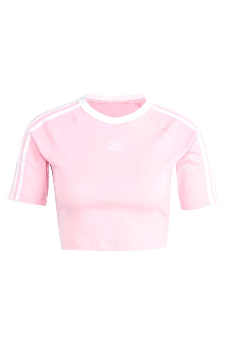 Camiseta Adidas Baby Look 3 - stripes Rosa - NewSkull