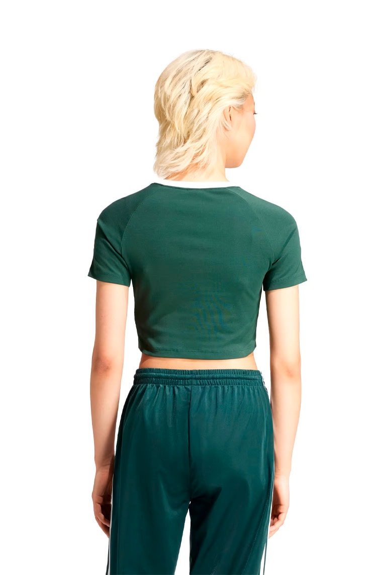 Camiseta Adidas Baby Look 3 - stripes Verde/Branco - NewSkull