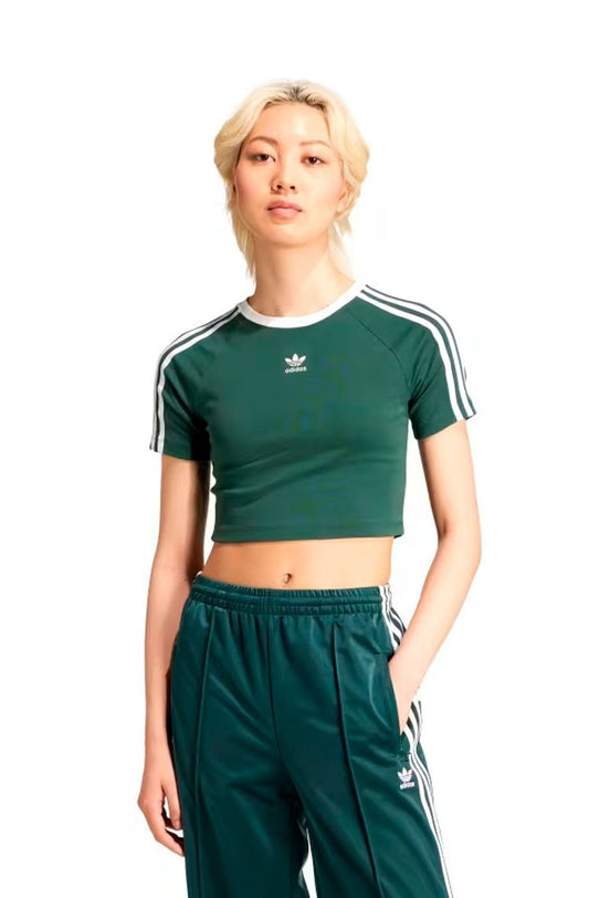 Camiseta Adidas Baby Look 3 - stripes Verde/Branco - NewSkull