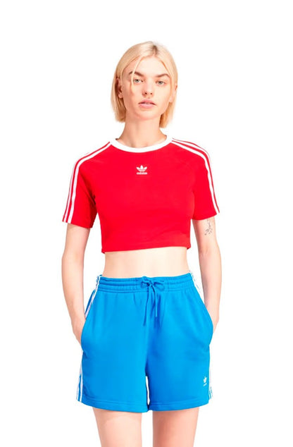Camiseta Adidas Baby Look 3 - stripes Vermelho/Branco - NewSkull