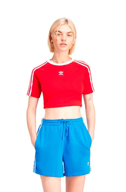 Camiseta Adidas Baby Look 3 - stripes Vermelho/Branco - NewSkull