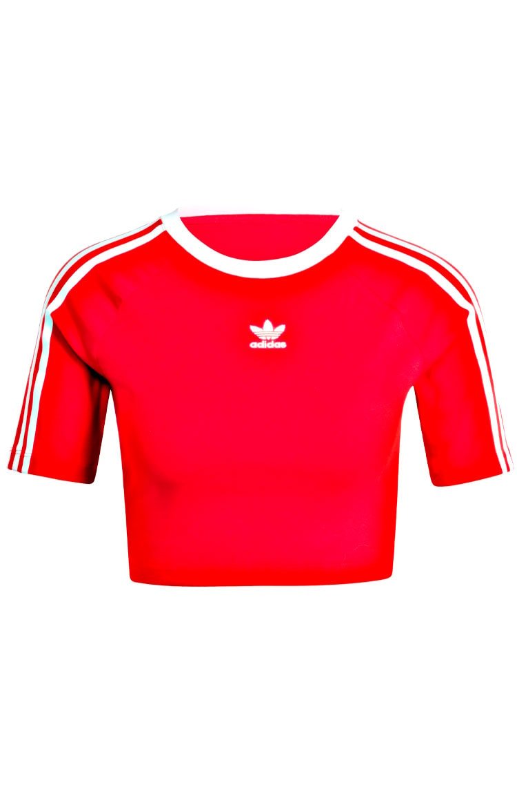 Camiseta Adidas Baby Look 3 - stripes Vermelho/Branco - NewSkull