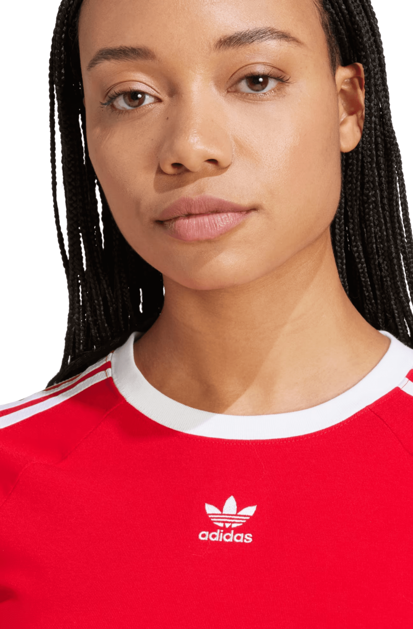 Camiseta Adidas Baby Look 3 stripes Vermelho/Branco - NewSkull