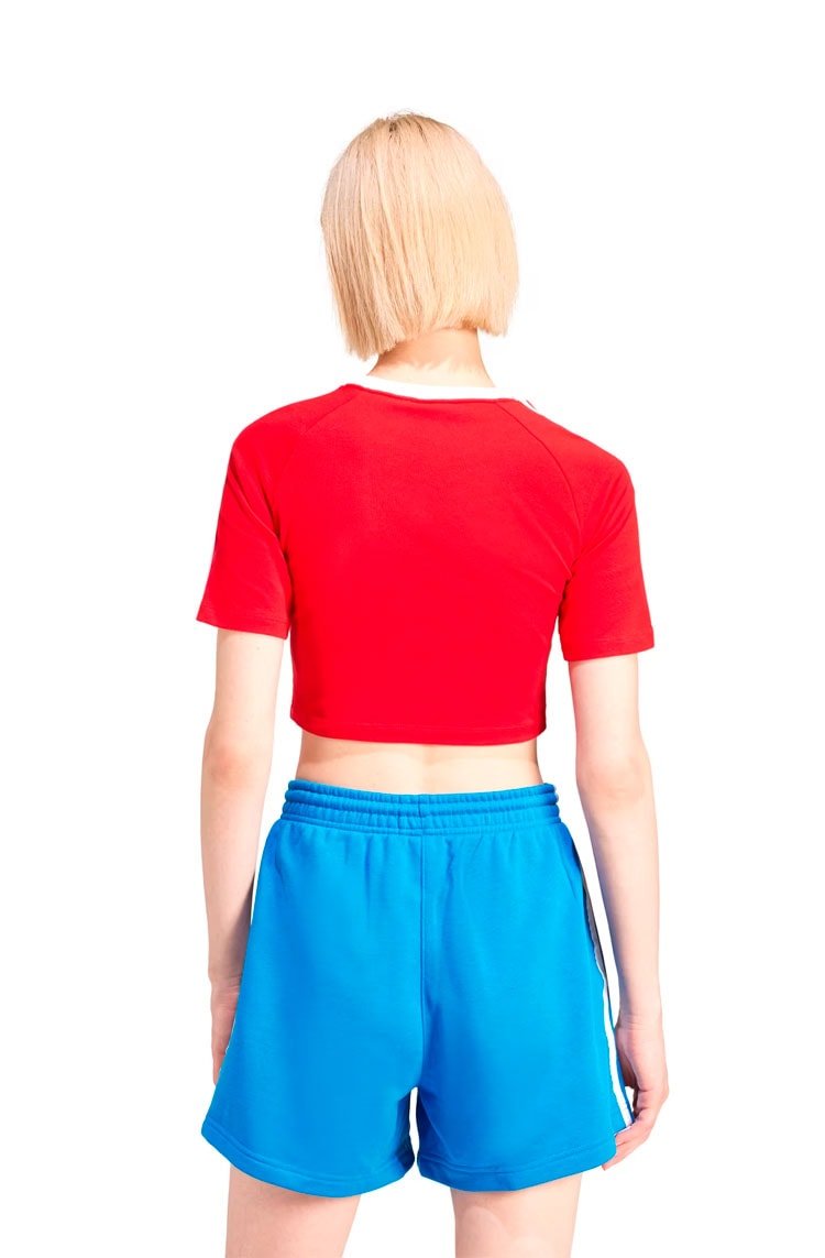 Camiseta Adidas Baby Look 3 - stripes Vermelho/Branco - NewSkull