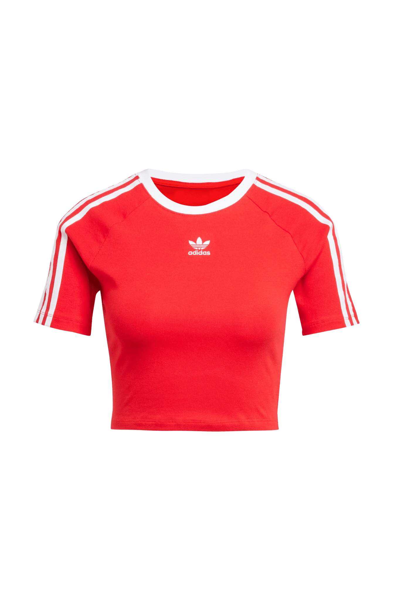 Camiseta Adidas Baby Look 3 stripes Vermelho/Branco - NewSkull