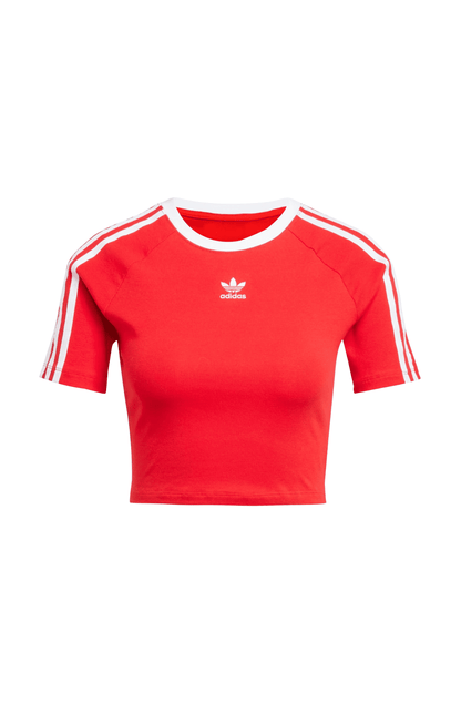Camiseta Adidas Baby Look 3 stripes Vermelho/Branco - NewSkull
